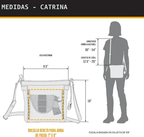 Vista 9 de Browning Women's Concealed Carry Catrina Purse, Premium Holstered Handbag With Safety Locking Option Marrón desteñido