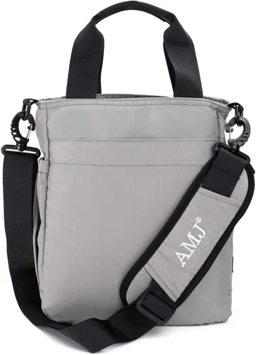 Vista 2 de AMJ Bolsa cruzada de negocios, bolso tipo mensajero, mochila casual para hombres y mujeres, bolsa de pecho para senderismo y viajes, Gris, Mochilas