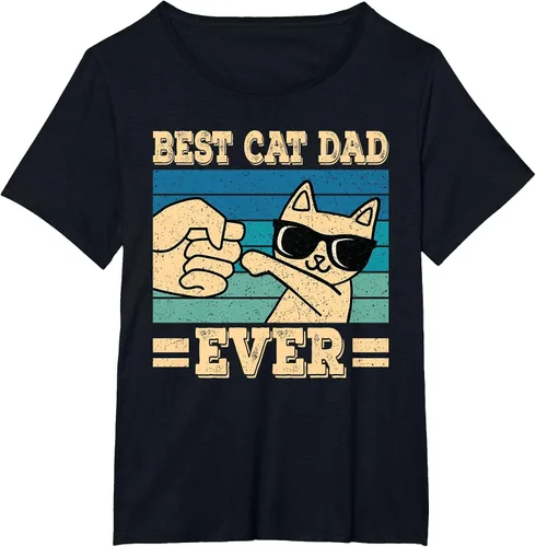 Vista 34 de Best Cat Dad Ever Vintage Funny Cat Lover Retro Men T-Shirt Asphalt Grey