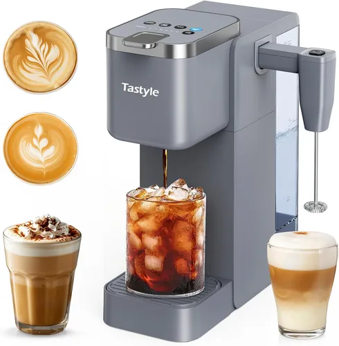 Vista 9 de Tastyle Single Serve Coffee Maker with Built-in Detachable Milk Frother Negro