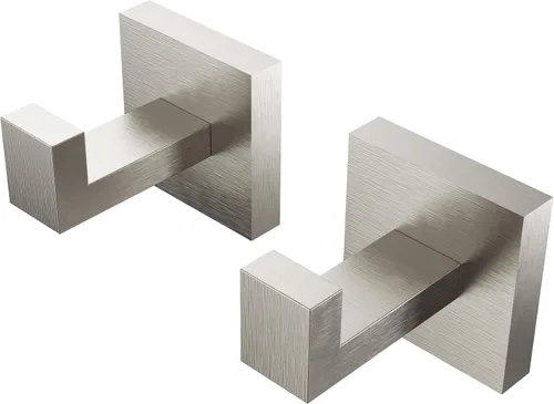Vista 13 de Ruacq Ganchos para toallas para baños, ganchos cuadrados de acero inoxidable resistentes, colgador de toallas montado en la pared para bata