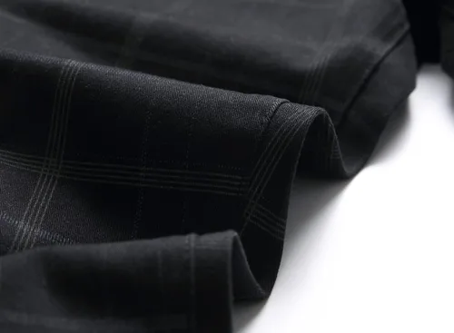 Vista 4 de Pantalones a cuadros para hombre, elásticos para hombre, pantalones de vestir ajustados sin pinzas, pantalones chinos casuales de negocios a la moda