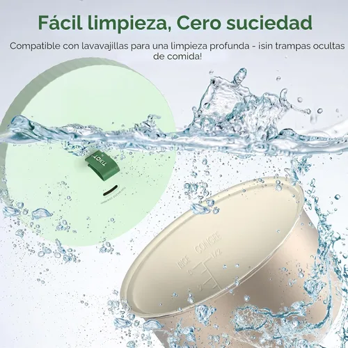 Vista 7 de TOKIT Olla Arrocera Pequeña 3 Tazas Sin Cocinar/6 Tazas Cocidas, Olla Arrocera Mini Moderna Multifuncional con Temporizador de 24 H y Calentador