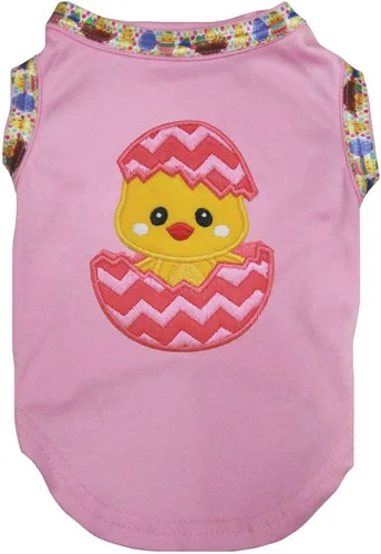 Vista 6 de Petitebella Chick Egg - Camisa para perro (rosa intenso/amarillo, talla XS)