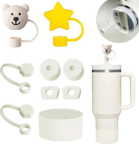 Vista 16 de Cubiertas de pajita Yo-da para pajitas de 7-8mm - 8 piezas, tapas de punta compatibles con vasos Stanley de 40 OZ 30 OZ, tapa superior de silicona