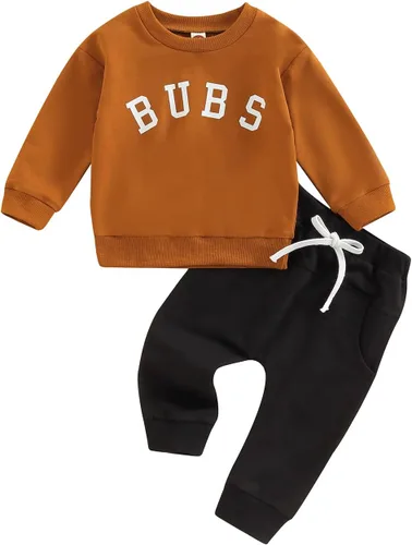 Vista 35 de Ropa de otoño e invierno para bebé niño pequeño, sudadera con cuello redondo y pantalones deportivos