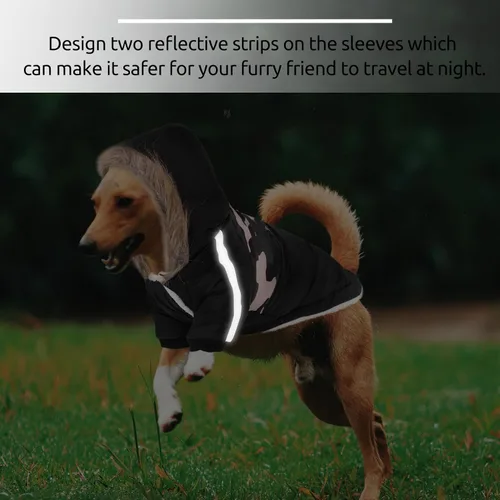 Vista 5 de Queenmore Abrigo cálido de invierno para perro, impermeable para clima frío, chaqueta de nieve para perro, sudadera reflectante con capucha