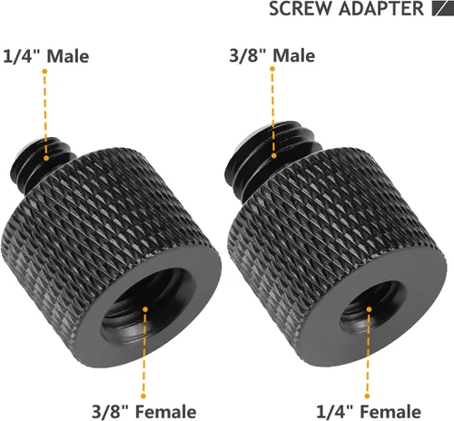 Vista 7 de Adaptador de trípode de cámara de 1/4 a 3/8 y de 3/8 a 1/4 - Tornillo macho a hembra para cámara, montaje, monitor Negro