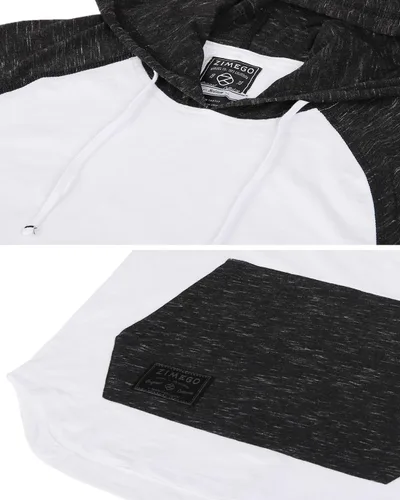 Vista 4 de ZIMEGO Sudadera con capucha de manga corta para hombre, sudadera con capucha de bloque