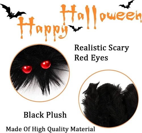 Vista 4 de WODMAZ Paquete de 6 decoraciones de araña de Halloween para exteriores, decoraciones de araña grande peluda aterradora con diferentes tamaños