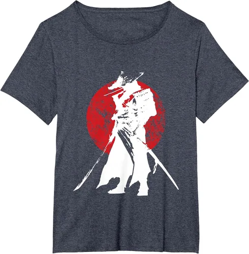 Vista 12 de Vintage Japanese Samurai Retro Bushido Warrior Japan Sword T-Shirt Asphalt Grey