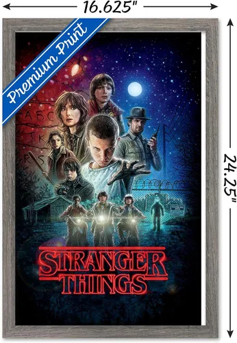 Vista 3 de Trends International Netflix Stranger Things - Póster de pared de una hoja, 14.725 x 22.375 pulgadas, versión enmarcada de madera de granero