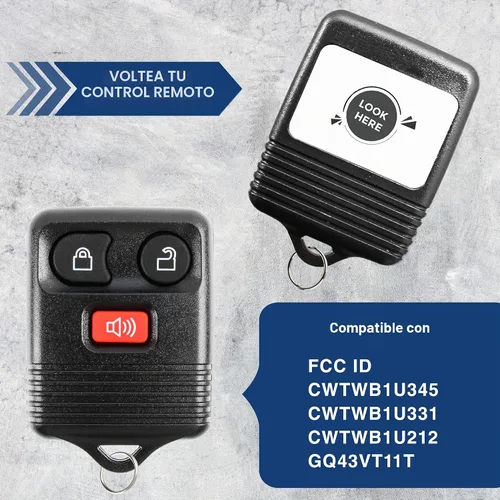 Vista 4 de KeylessOption Llavero de Repuesto de 3 Botones para 2005 2006 2007 2008 2009 2010 2011 2012 2013 2014 2015 Ford F150 Explorer Ranger Mustang Lincoln