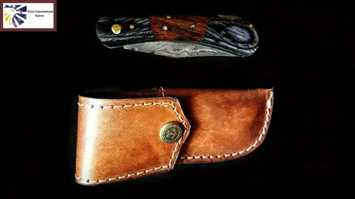Vista 6 de Titan International Knives Titan International Knives1095 Cuchillo de bolsillo fresco de hoja de acero de Damasco de alto carbono