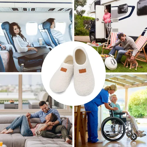 Vista 7 de Fires Pantuflas para hombre y mujer con suela de goma, suaves y ligeras, para la casa, antideslizantes, para interiores y exteriores