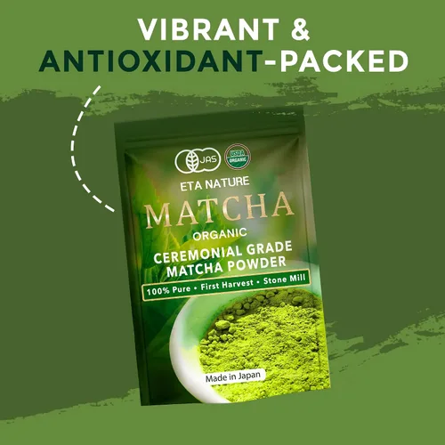 Vista 5 de ETANATURE Polvo orgánico de matcha de grado ceremonial, polvo de té verde matcha japonés de primera calidad, certificado USDA y JAS, primera cosecha