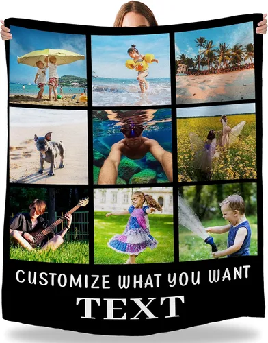 Vista 12 de Artsadd Manta personalizada con fotos, nombre, fotos personalizadas, regalos personalizados para adultos, mamá, papá, hija, bebé, mejor amigo