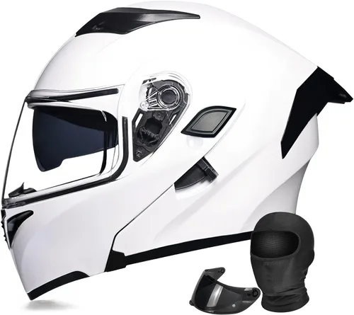 Vista 14 de Casco modular de motocicleta de cara completa aprobado por DOT con protector solar de doble visera, sistema de ventilación múltiple, forro lavable