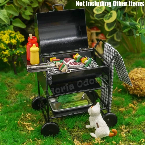 Vista 8 de Odoria 1/12 Parrilla de barbacoa en miniatura Accesorios para exteriores