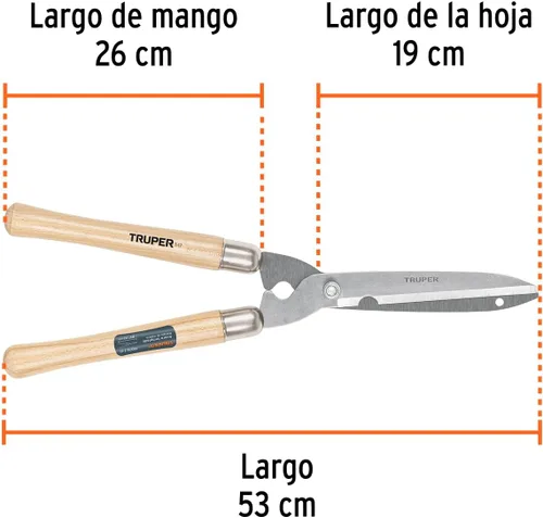 Vista 5 de Truper Tijeras de setos de precisión de 10 pulgadas (modelo 31460 / T-17) Professional Manual Bush Trimmer, Contoured Ash Wood Handles with