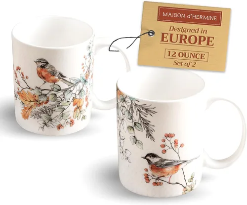 Vista 59 de Maison d' Hermine Taza de café con asas, tazas de porcelana fina de hueso, paquete de una taza de té para bebidas calientes, capuchino, latte