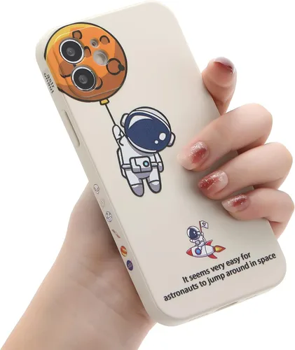 Vista 18 de Yonds Queen para iPhone 7 Plus / 8 Plus, linda funda con diseño de astronauta de dibujos animados, elegante parachoques de TPU suave, protectora