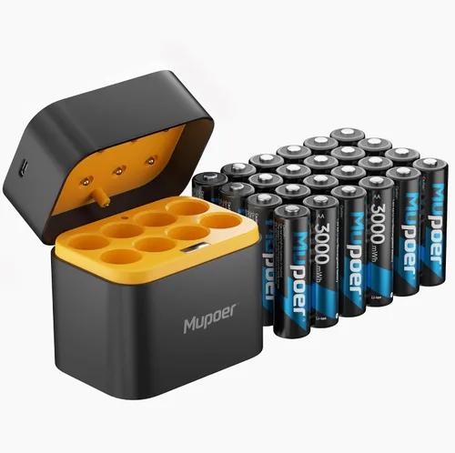 Vista 19 de Baterías AA recargables con caja, baterías de litio de 3600 mWh, AA de 1.5 V, 4 unidades, batería doble A, recargable, iones de litio de larga