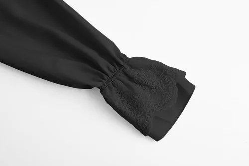 Vista 6 de Eymitory Camisa medieval de pirata para niños, camisa renacentista con volantes, jacobita escocés, Ghillie, tops para niños, disfraz gótico