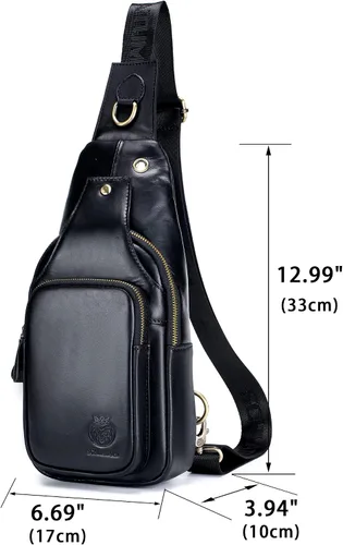 Vista 146 de LUKZIJAES Bolso bandolera de cuero genuino para hombre