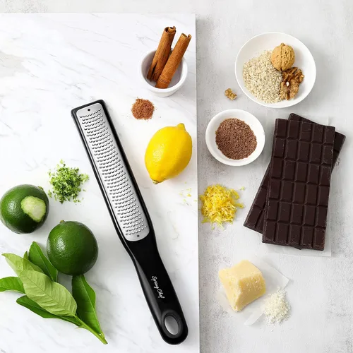 Vista 6 de Spring Chef Licuadora de masa mediana profesional y rallador de mano premium/rallador fino - Paquete de 2 productos - Negro