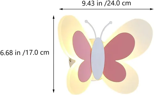 Vista 3 de Angoily Lámpara de pared de mariposa LED rosa aplique de pared LED luces de noche noche de mariposa interior para lámpara decorativa