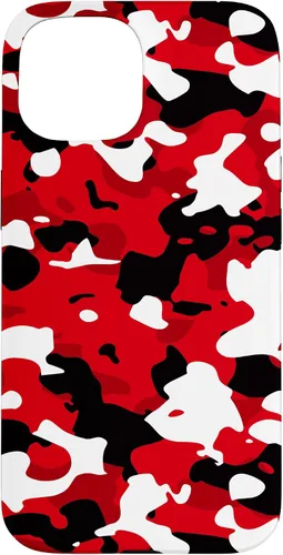Vista 6 de iPhone 16 Negro + Blanco + Rojo Camuflaje Patrón Funda