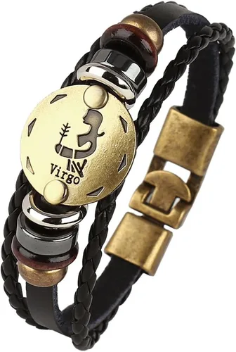Vista 62 de Hamoery Pulsera de cuero de aleación punk para Constellation trenzada pulsera pulsera brazalete