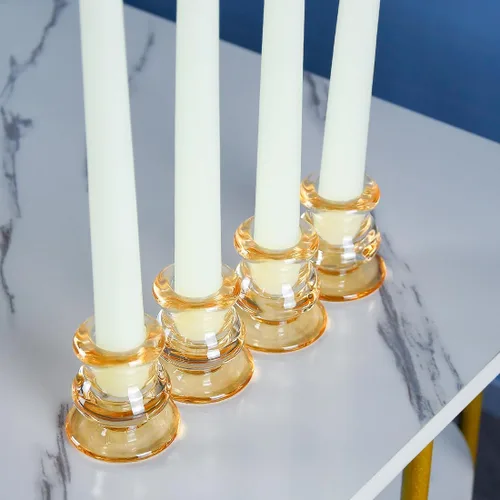 Vista 6 de Portavelas de cristal ámbar, juego de 12 portavelas cónicos para bodas, decoración y comedor