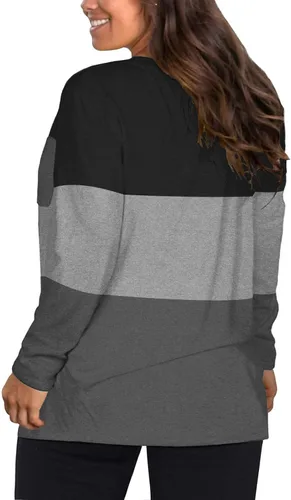 Vista 3 de DOLNINE Camisetas de manga larga con cuello en V para mujer, estilo casual, con bolsillo