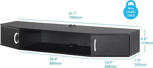 Vista 2 de FITUEYES Soporte flotante para TV montado en la pared, estante de TV con puerta, consola multimedia de madera, centro de entretenimiento debajo