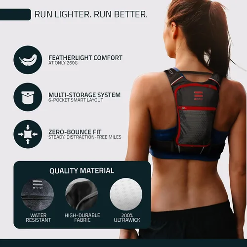 Vista 3 de FITLY Minimalist Running Pack - Running Backpack Phone Holder, Storage, Thoracic Belt - Carry Personal Items - Running Gear for Men & Women