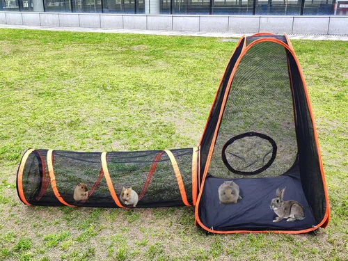 Vista 3 de Tienda túnel plegable 6 en 1 para gatos y perros, tienda para mascotas al aire libre emergente, corral jaula cercas casa para mascotas (Estilo 1)