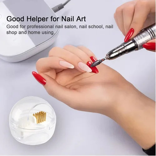 Vista 7 de LXIANGN Brocas de uñas con cubierta transparente, alambre de nailon y alambre de acero para limpiar brocas de carburo/cerámica, diseño