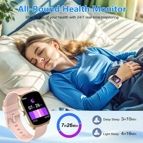 Vista 5 de Reloj inteligente para hombres y mujeres, reloj inteligente HD de 1.95 pulgadas (marcación/respuesta de llamadas), monitor de frecuencia