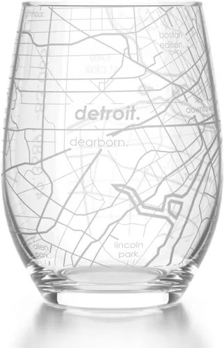 Vista 17 de Well Told Copa de vino sin tallo grabada con mapa de Atlanta, Georgia (15 oz, transparente) - Mapa de ciudad grabado, vaso personalizado, regalos