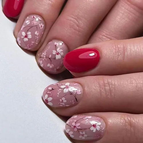 Vista 14 de Uñas postizas a presión con punta francesa verde, uñas postizas cuadradas cortas con diseños de cuentas de flores en 3D, uñas de verano, uñas Verde