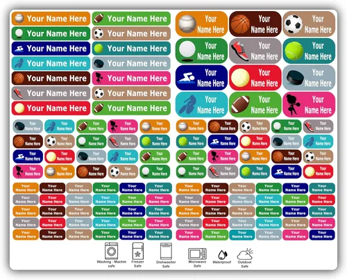 Vista 12 de 126 Etiquetas de Nombre Personalizadas – Diseños de Iconos para Niños, Niñas y Niños. Etiquetas Impermeables para Escuela, Guardería y Campamento.