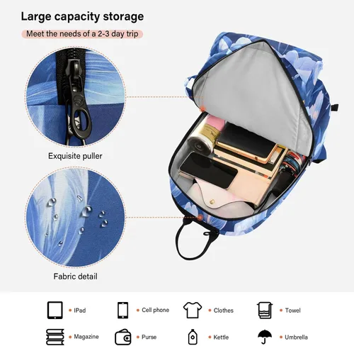 Vista 6 de Unisex Tennis Bag Large Storage Tulipa Flowers Royal Blue Gym Sport Travel Bag for Women Men para raqueta