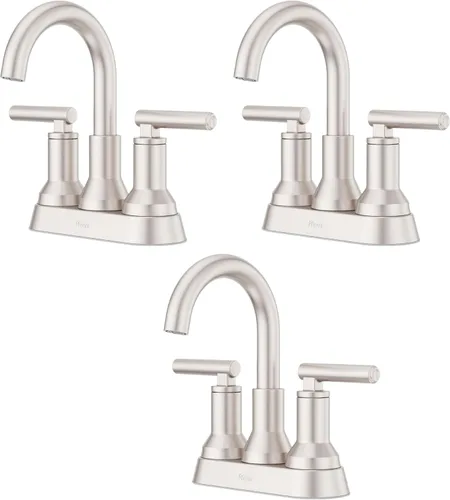 Vista 16 de Grifo para lavabo de baño Pfister Capistrano, 8 pulgadas de separación amplia, 2 manijas, 3 orificios, certificado NSF, acabado negro mate Spot Spot