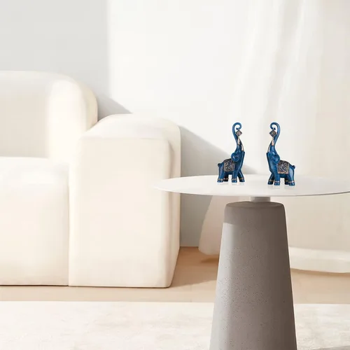 Vista 8 de DOVDOV Estatua de elefante, elefante azul, decoración del hogar, estatua de elefante de buena suerte, decoración para el hogar, regalo de elefante