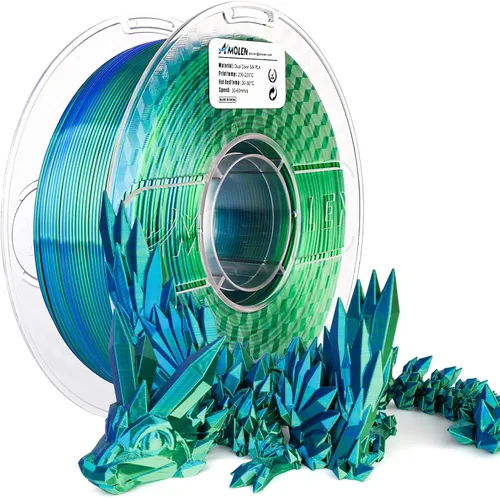 Vista 18 de AMOLEN Filamento PLA de Seda para Impresora 3D, Filamento PLA Kingfisher Rainbow Multicolor Brillante 1.75mm, Filamento de Impresión 3D PLA
