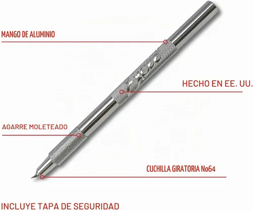 Vista 3 de Excel Blades Cuchillo giratorio K4 con hoja giratoria #64, cuchillo afilado de aluminio ligero, tallado, suministros de manualidades, herramienta