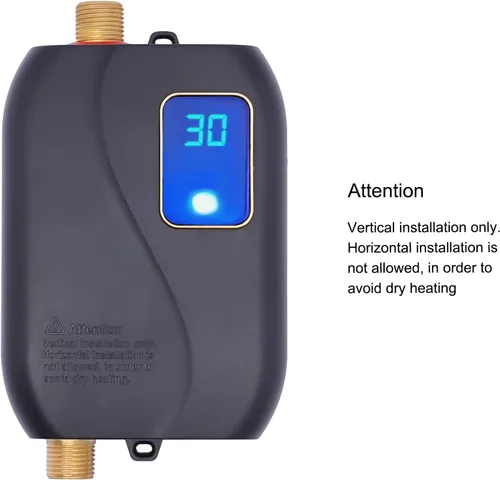 Vista 8 de Calentador de agua eléctrico pequeño sin tanque, calentador de agua instantáneo de 110 V, 3000 W, bajo demanda, para cocina debajo del fregadero
