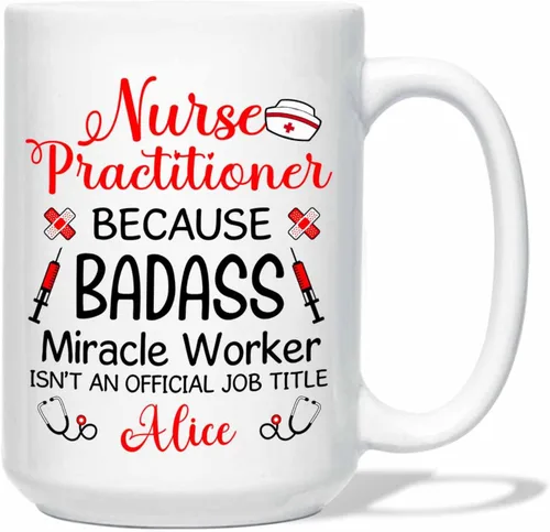 Vista 14 de Taza de enfermera practicante con nombre personalizado, regalo NP, taza de café para estudiante de enfermería, regalo médico personalizado